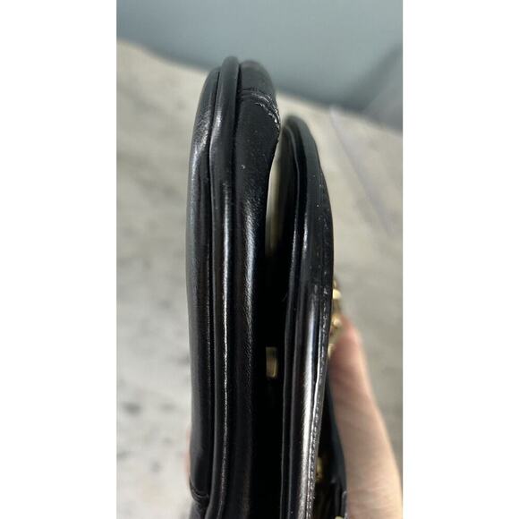 Tory Burch Reva Black Leather Purse Detachable Gold Chain Strap Crossbody Clutch - Picture 12 of 16